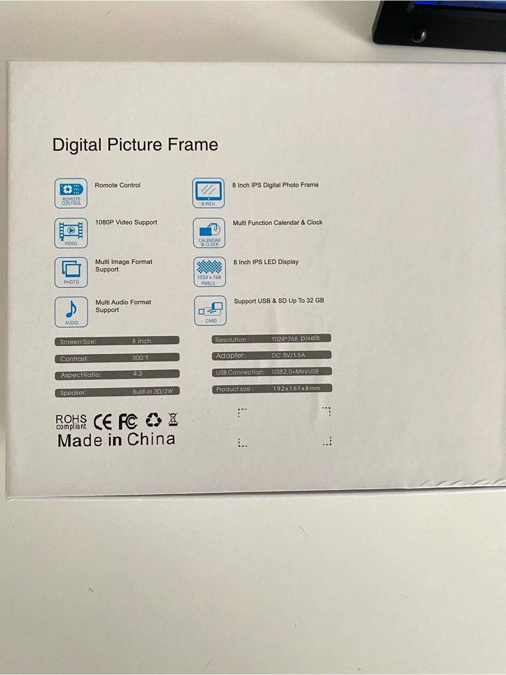 Black Digital Photo Picture Frame Tablet 8